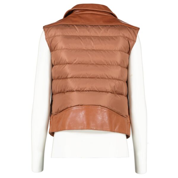 Moncler Padded Leather Sleeveless Rodeia Gilet - Size 3