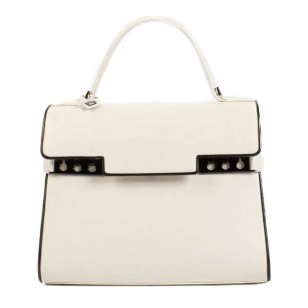 Delvaux Ivory & Black Box Calf Tempête MM Illusion