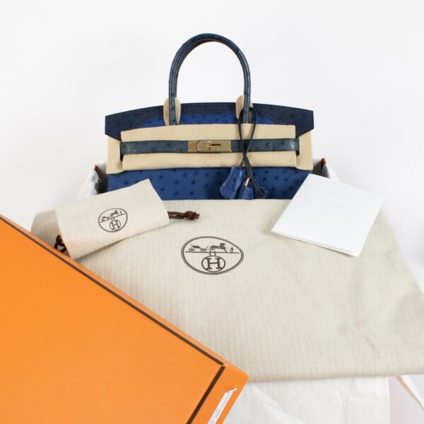 Hermès Birkin 30 Ghillies Bleu Saphir/Bleu Iris/Bleu de Malte Ostrich PBHW