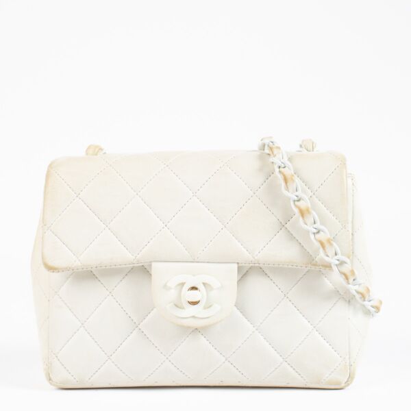  Shop authentic Chanel White Mini Square Classic Bag Designer on www.labellov.com