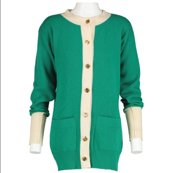 Chanel Green Cashmere Cardigan