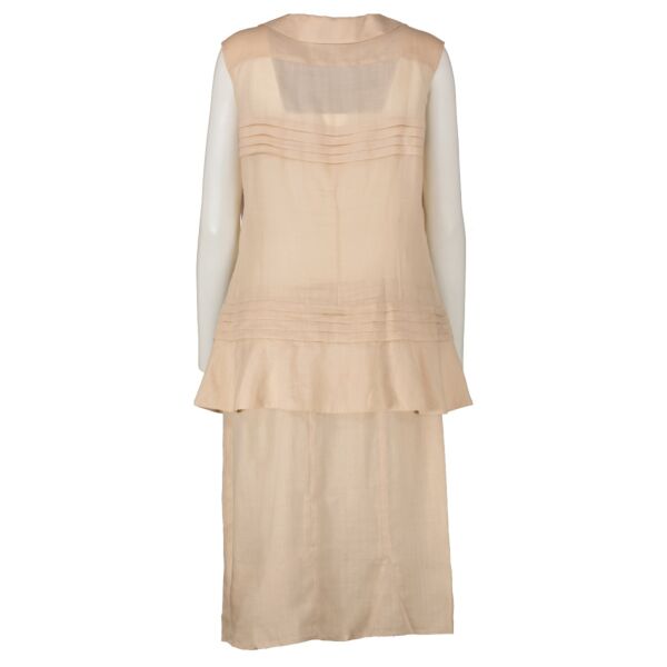 Chanel 02P Beige Ramie Top/Skirt Set - Size FR42
