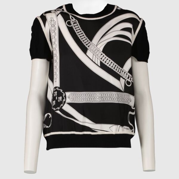 Hermès "Promenade du Matin Remix" Short-Sleeve Twillaine Sweater - Size FR40