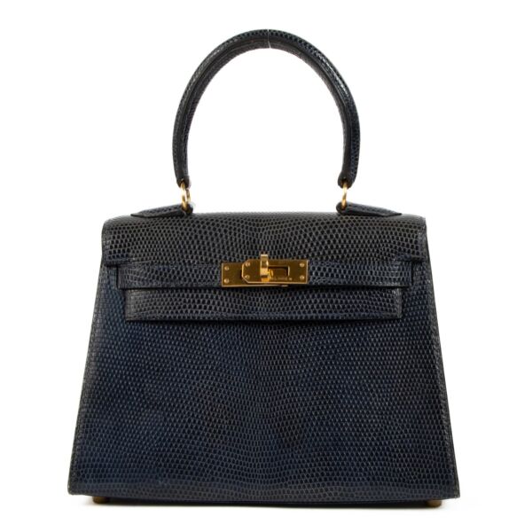Hermès Vintage Kelly 20 Mini Bleu Saphir Lizard GHW