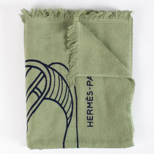 authentic preloved Hermès Green Beach Towel on Replica Shoes 