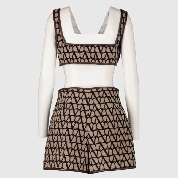 Valentino Brown Vlogo Top/Skirt Set
