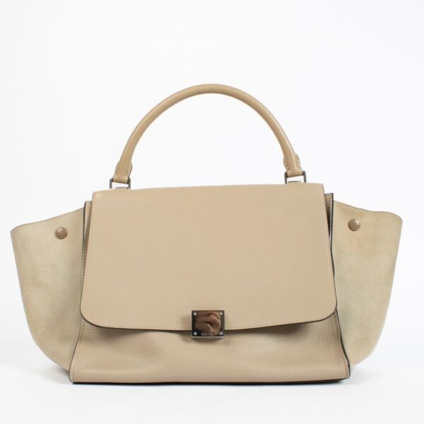 Authentic preloved Celine Beige Medium Trapeze Bag on Replica Shoes 