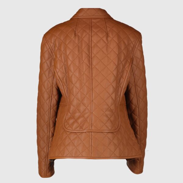Hermès Marron Fauve Deerskin Matelasse Equestrian Jacket - Size FR42