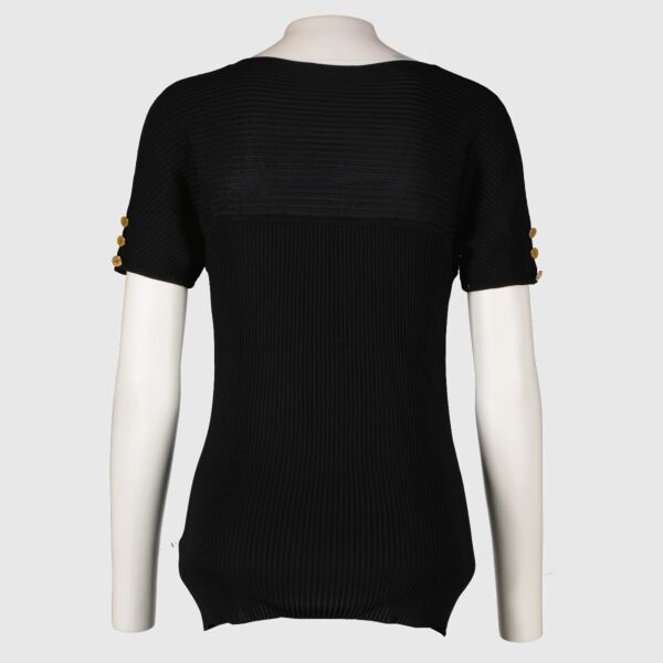 Hermès Black Pleated Knitwear Top - size L