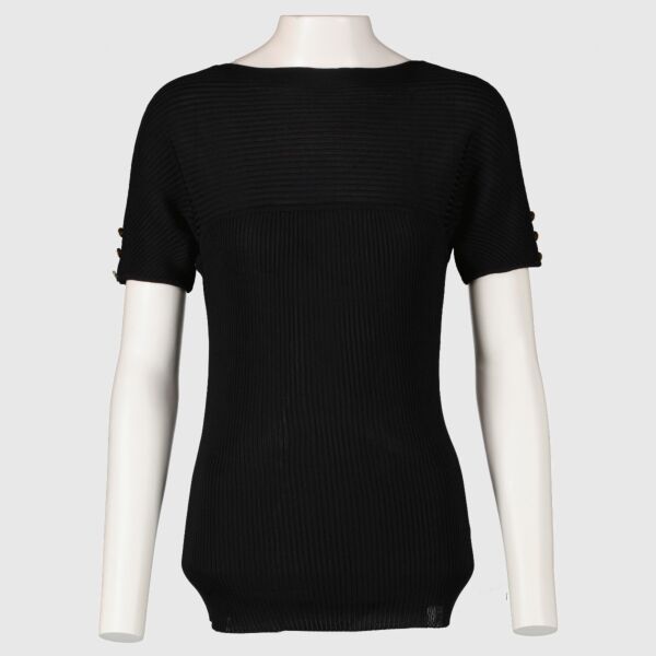 Hermès Black Pleated Knitwear Top - size L