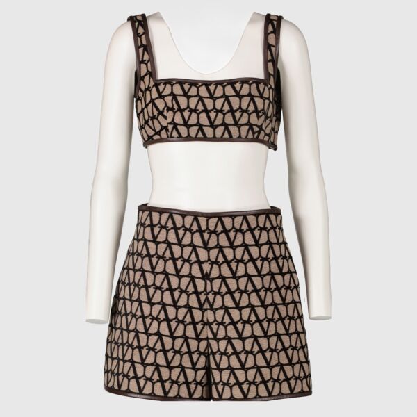 Valentino Brown Vlogo Top/Skirt Set