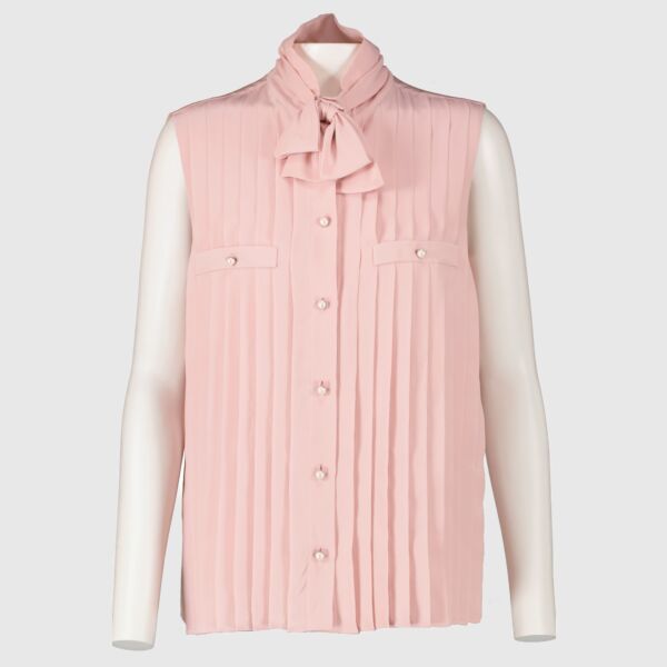 Miu Miu 2018 Pink Silk Sleeveless Shirt - Size IT40