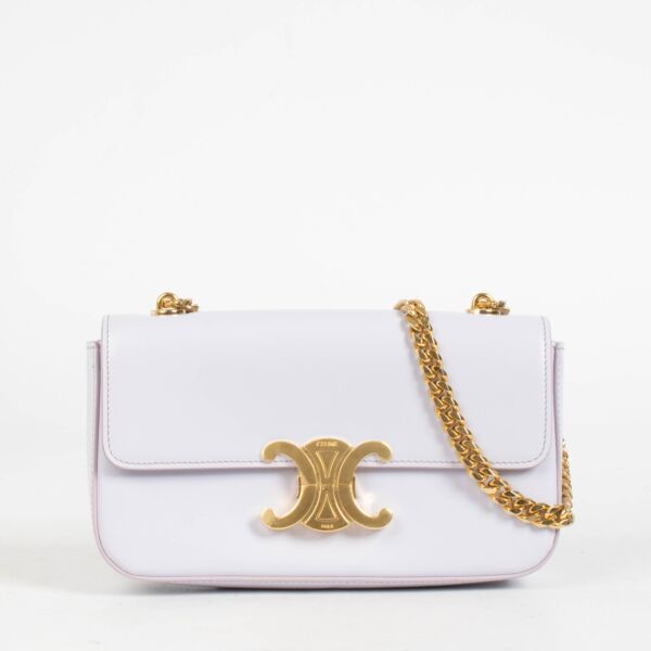 Shop this authentic Teen Triomphe Bag Light Lilac In Shiny Calfskin pre-loved on Replica Shoes  