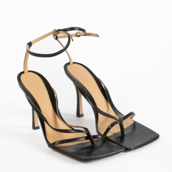 Bottega Veneta Black Stretch Strap Sandals - Size 39 1/2