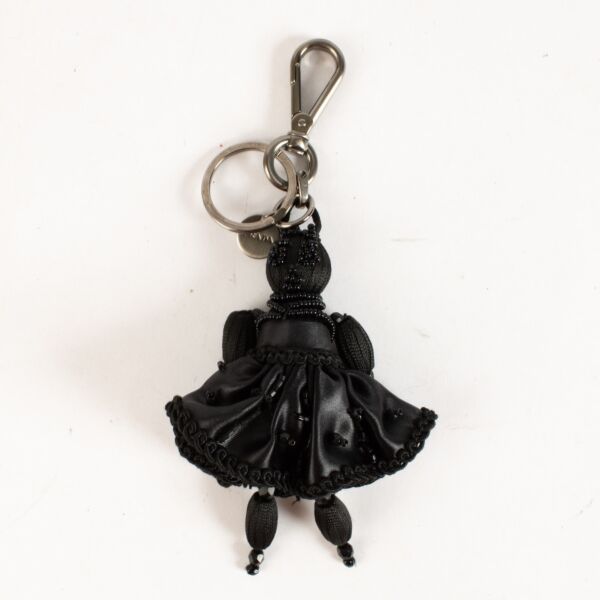 Authentic Preloved Prada Black Bag Charm on Replica Shoes 