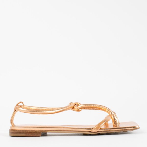 authentic preloved Bottega Veneta Rosé Knotted Sandals on Replica Shoes 