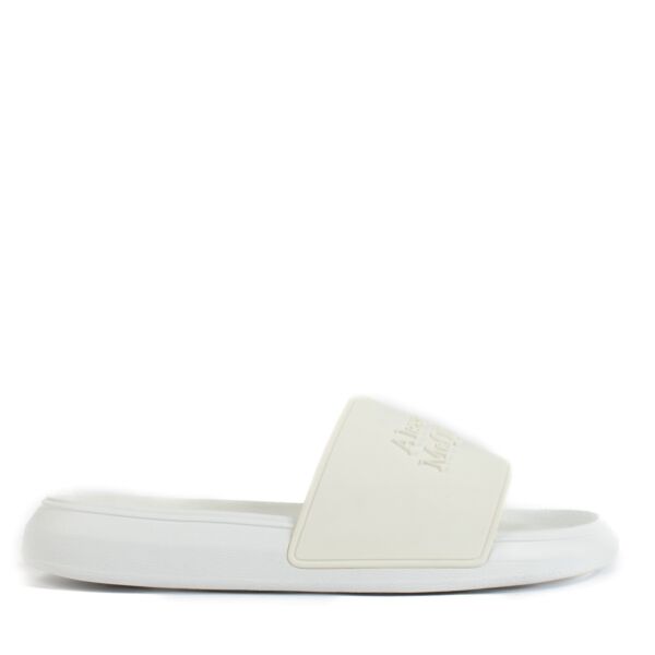 Alexander McQueen White Leather Logo Sandals - Size 38,5