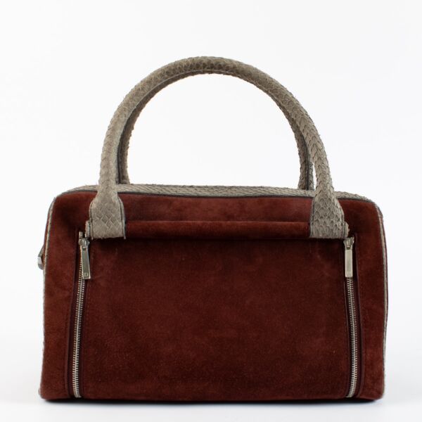 shop 100% authentic second hand Delvaux Burgundy Suede/Poisson Charlotte Bag on Replica Shoes