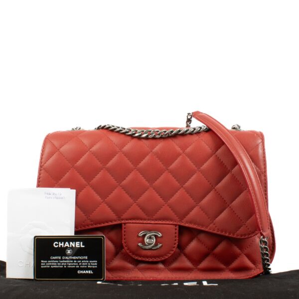 Chanel Classic Large / Jumbo Red Goatskin Flap Bag