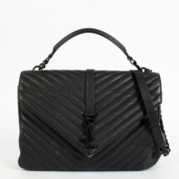 Shop the authentic Saint Laurent All Black Large College Bag second hand on Replica Shoes .