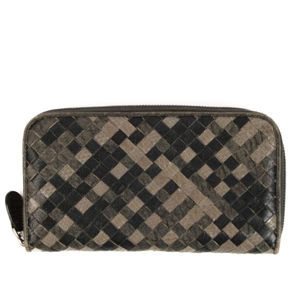 Shop 100% authentic second-hand Bottega Veneta Grey Intrecciato Leather Continental Wallet on Replica Shoes 