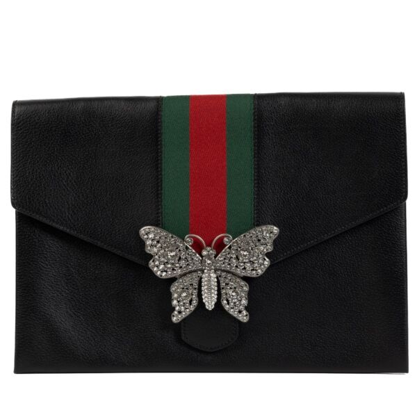 Gucci Black Crystal Butterfly Clutch