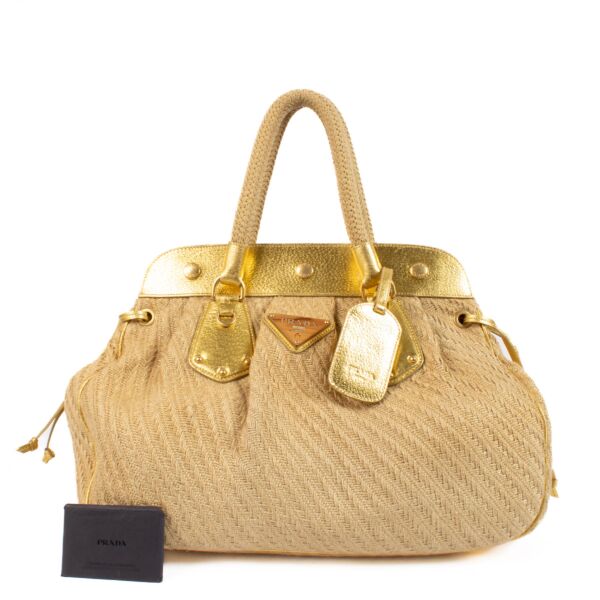 Prada Gold Leather Juta Laminata Handbag 
