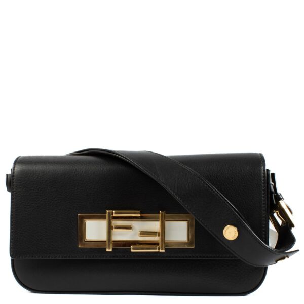 Fendi Black Leather 3Baguette Shoulder Bag