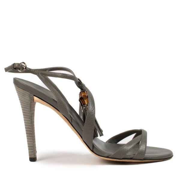 shop 100% authentic second hand Gucci Grey Leather Tassel Sandals - Size 39 on Replica Shoes 