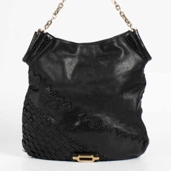 Jimmy Choo Black Python Tatum Hobo Bag