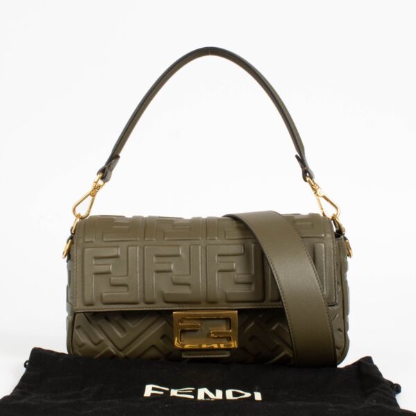 Fendi Green FF Nappa Baguette Bag