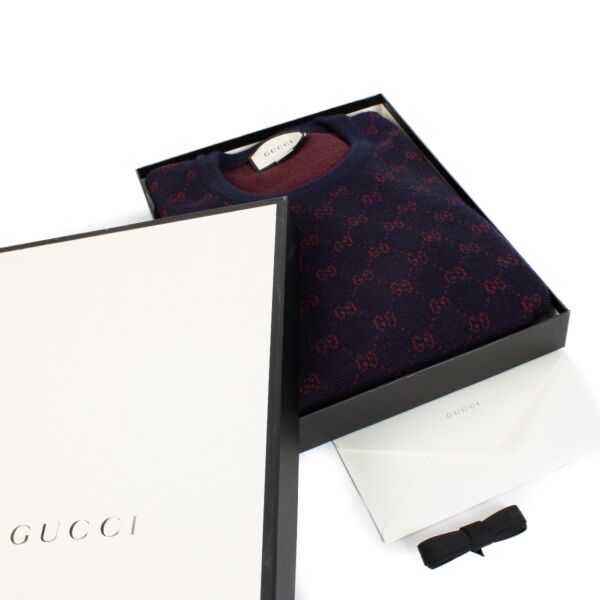 Gucci Blue GG Jacquard Sweater - Size XXXL