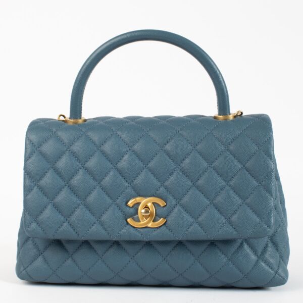Chanel Denim Blue Large Coco Handle Bag aan de beste prijs bij  Replica Handbags tweedehands luxe in Antwerpen en Knokke