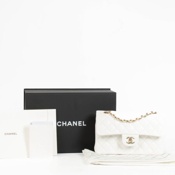 Chanel White Caviar Small Classic Flap Bag