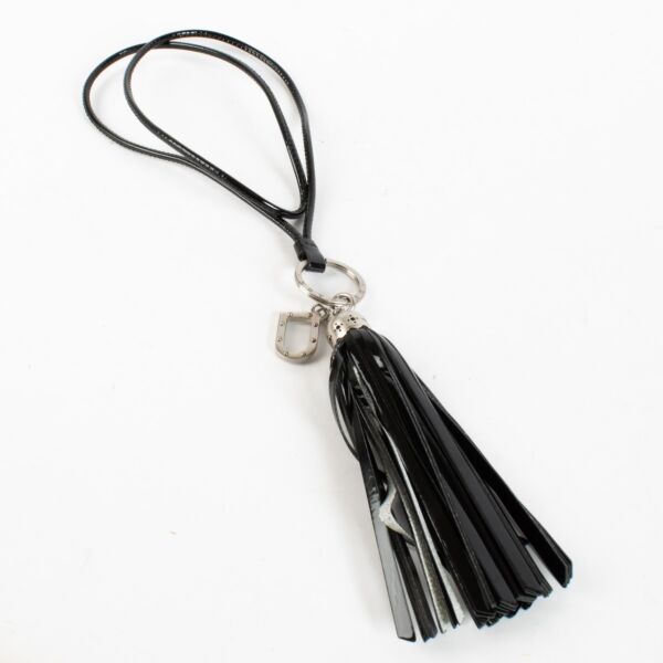 Delvaux Black Patent Tassel Necklace with silver hardware at Replica Shoes 