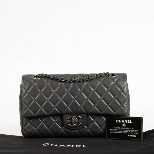 Chanel Grey Lambskin Medium Classic Flap 11.12 Bag