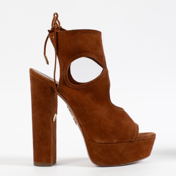 Aquazurra Cognac Suede Heels - Size 39