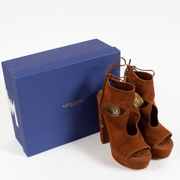 Aquazurra Cognac Suede Heels - Size 39