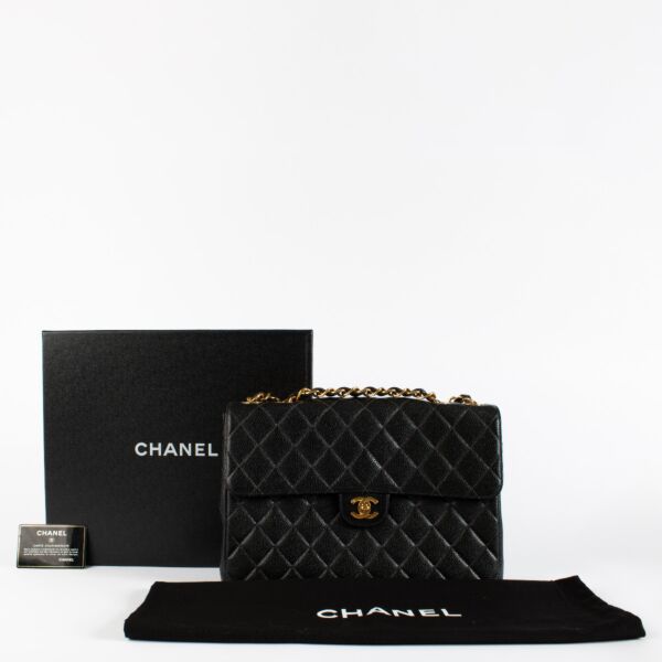 Chanel Black Caviar Leather Vintage Large/Jumbo Flap Bag