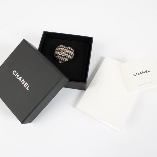 Chanel 22K Tweed Heart Brooch