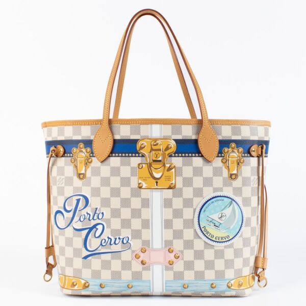 shop 100% authentic second hand Louis Vuitton Damier Azur Porto Cervo Neverfull MM on www.labellov.com
