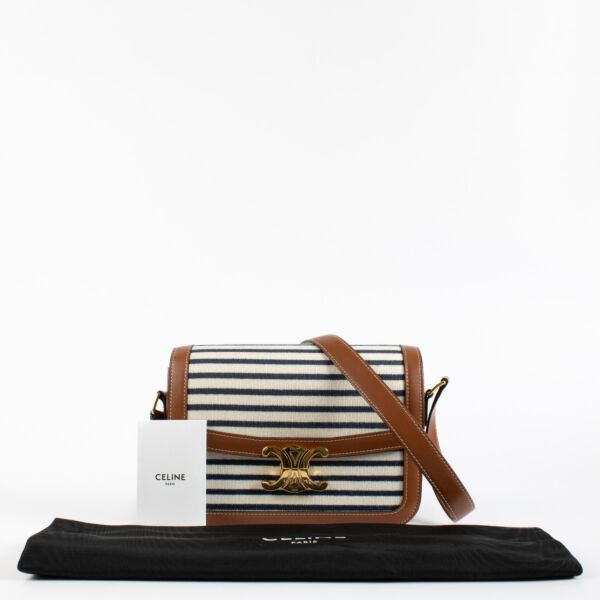 Celine Camel Striped Classique Triomphe Crossbody Bag