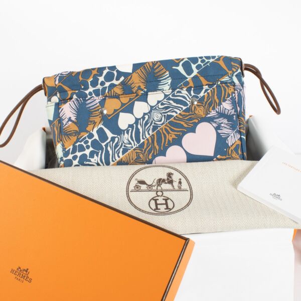 Hermès Wild Printed Silk Barenia Calfskin Fourbi 20 Pouch