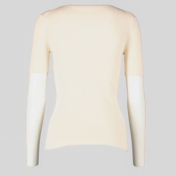 Prada Ivory Silk Crew-Neck Sweater With Logo - Size IT40