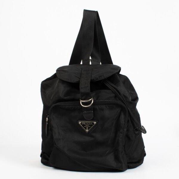 Authentic preloved Prada Black Naylon Backpack on Replica Shoes 