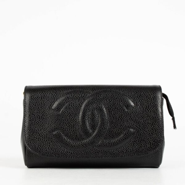 Authentic pre-loved Chanel Black Vintage Clutch on Replica Shoes 
