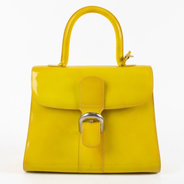 Authentic Second Hand Delvaux Mode 2001 Fluo Yellow Brillant MM Bag on Replica Shoes 