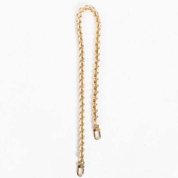 Authentic preloved Louis Vuitton Gold/White Chain on Replica Shoes 