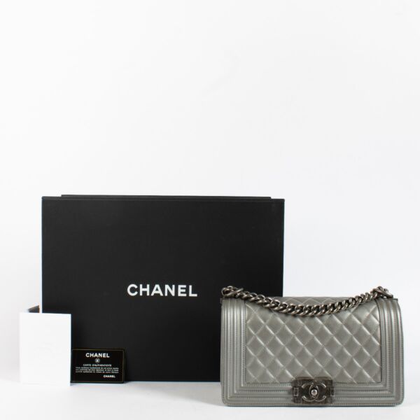 Chanel Silver Medium Boy Chanel Bag