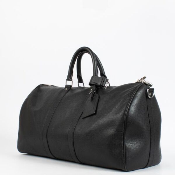 Louis Vuitton Black Taiga Leather Keepall Bandoulière 50 Bag